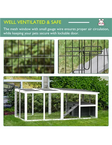 PawHut Guinea Pigs Hutches Wooden Small Rabbits Hutches Pet Run Cover Indoor Outdoor, Grey