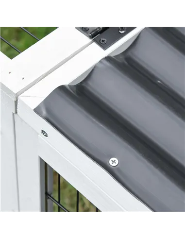 PawHut Guinea Pigs Hutches Wooden Small Rabbits Hutches Pet Run Cover Indoor Outdoor, Grey