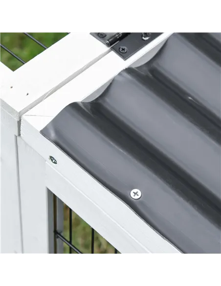 PawHut Guinea Pigs Hutches Wooden Small Rabbits Hutches Pet Run Cover Indoor Outdoor, Grey