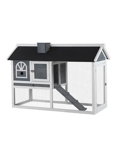 PawHut Guinea Pigs Hutches Wood Bunny Cage for Outdoor Indoor w/ Pull Out Tray Run Box Ramp