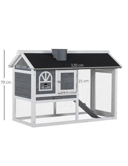 PawHut Guinea Pigs Hutches Wood Bunny Cage for Outdoor Indoor w/ Pull Out Tray Run Box Ramp