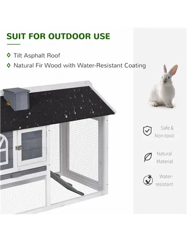 PawHut Guinea Pigs Hutches Wood Bunny Cage for Outdoor Indoor w/ Pull Out Tray Run Box Ramp