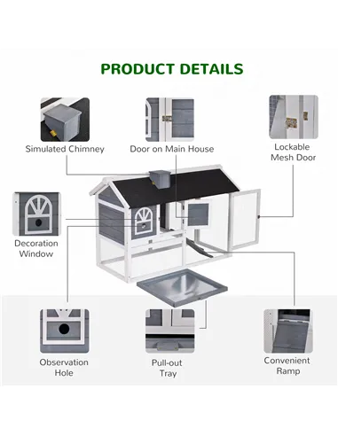 PawHut Guinea Pigs Hutches Wood Bunny Cage for Outdoor Indoor w/ Pull Out Tray Run Box Ramp