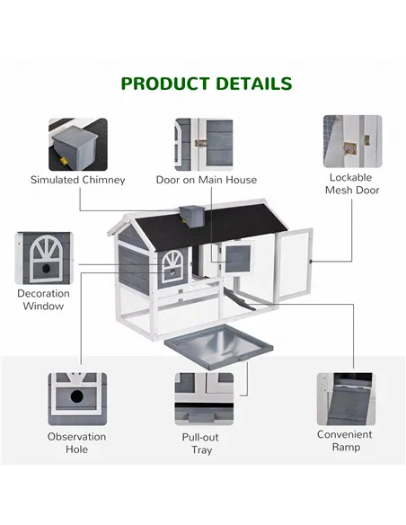 PawHut Guinea Pigs Hutches Wood Bunny Cage for Outdoor Indoor w/ Pull Out Tray Run Box Ramp