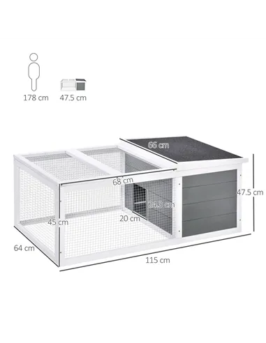 PawHut Guinea Pigs Hutches Small Guinea Pigs Hutches Pet Run Cover, with Water-resistant Asphalt Roof