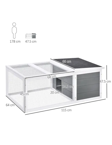 PawHut Guinea Pigs Hutches Small Guinea Pigs Hutches Pet Run Cover, with Water-resistant Asphalt Roof