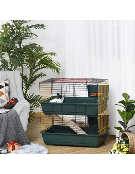PawHut 2-Story Large Small Animal Cage w/ Accessories for Chinchillas Puppy Guinea Pig