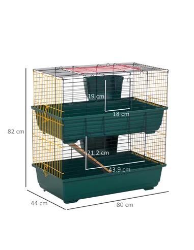 PawHut 2-Story Large Small Animal Cage w/ Accessories for Chinchillas Puppy Guinea Pig