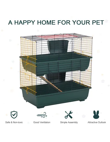 PawHut 2-Story Large Small Animal Cage w/ Accessories for Chinchillas Puppy Guinea Pig