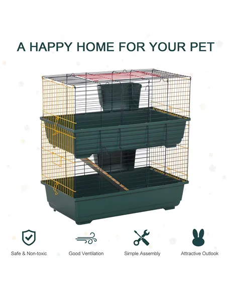 PawHut 2-Story Large Small Animal Cage w/ Accessories for Chinchillas Puppy Guinea Pig