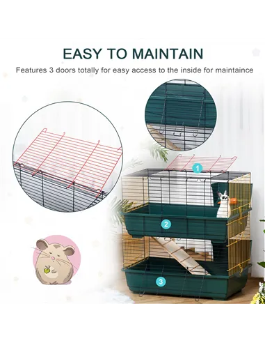 PawHut 2-Story Large Small Animal Cage w/ Accessories for Chinchillas Puppy Guinea Pig