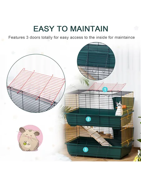 PawHut 2-Story Large Small Animal Cage w/ Accessories for Chinchillas Puppy Guinea Pig