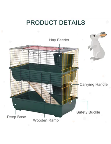 PawHut 2-Story Large Small Animal Cage w/ Accessories for Chinchillas Puppy Guinea Pig