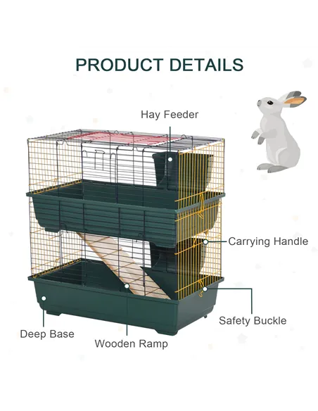 PawHut 2-Story Large Small Animal Cage w/ Accessories for Chinchillas Puppy Guinea Pig