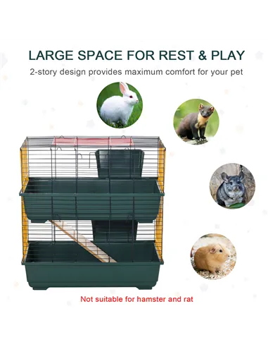 PawHut 2-Story Large Small Animal Cage w/ Accessories for Chinchillas Puppy Guinea Pig