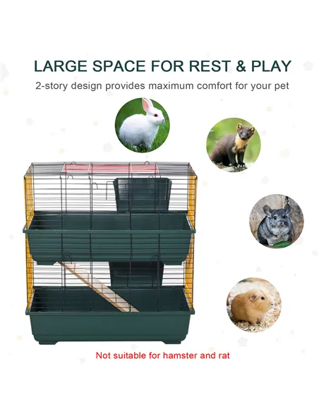 PawHut 2-Story Large Small Animal Cage w/ Accessories for Chinchillas Puppy Guinea Pig