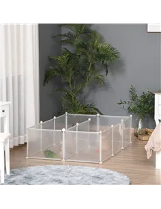 PawHut Pet Playpen DIY Small Guinea Pigs Hutches Fence 12 Panels for Kitten Bunny Chinchilla