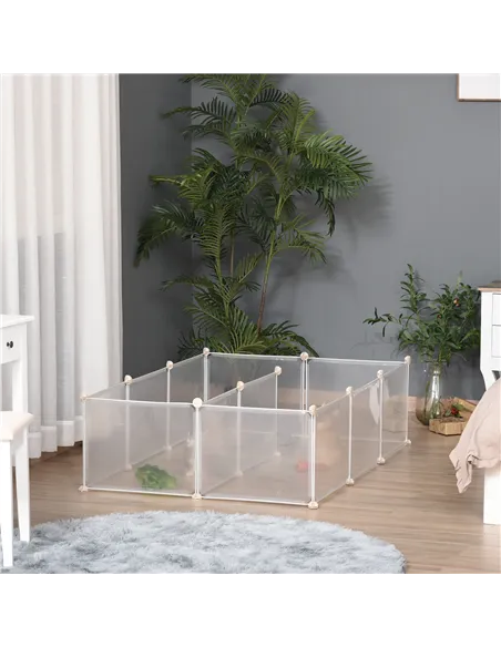 PawHut Pet Playpen DIY Small Guinea Pigs Hutches Fence 12 Panels for Kitten Bunny Chinchilla