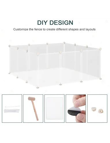 PawHut Pet Playpen DIY Small Guinea Pigs Hutches Fence 12 Panels for Kitten Bunny Chinchilla