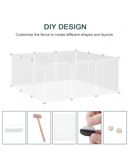 PawHut Pet Playpen DIY Small Guinea Pigs Hutches Fence 12 Panels for Kitten Bunny Chinchilla