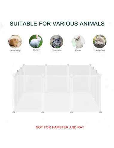 PawHut Pet Playpen DIY Small Guinea Pigs Hutches Fence 12 Panels for Kitten Bunny Chinchilla