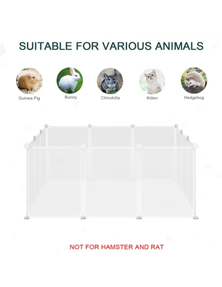 PawHut Pet Playpen DIY Small Guinea Pigs Hutches Fence 12 Panels for Kitten Bunny Chinchilla