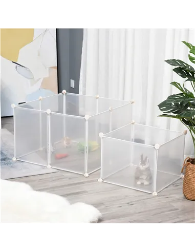 PawHut Pet Playpen DIY Small Guinea Pigs Hutches Fence 12 Panels for Kitten Bunny Chinchilla