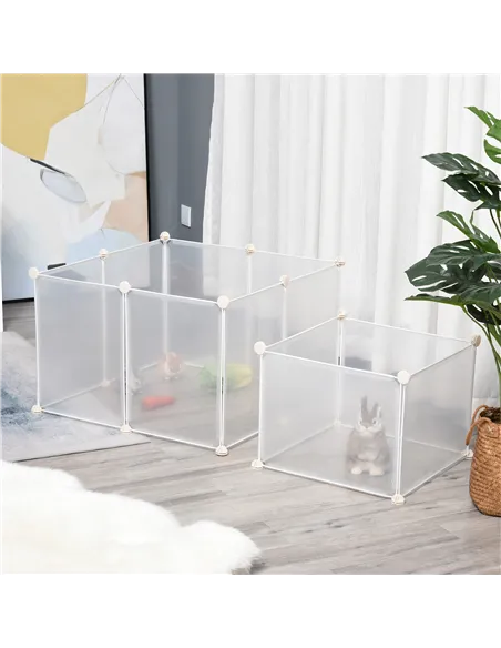 PawHut Pet Playpen DIY Small Guinea Pigs Hutches Fence 12 Panels for Kitten Bunny Chinchilla