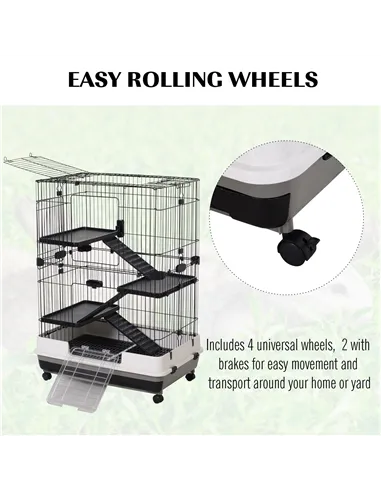 PawHut Metal Wire 3-Tier Small Guinea Pigs Hutches Rabbits Hutches Black/White