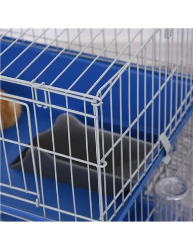 PawHut Metal 2-Tier Small Guinea Pigs Hutches Blue