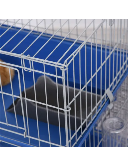 PawHut Metal 2-Tier Small Guinea Pigs Hutches Blue