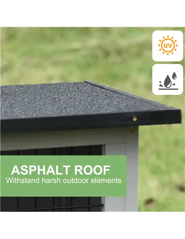 PawHut Elevated Fir Wood Guinea Pigs Hutches Tray Openable Asphalt Roof Outdoor Pet Cage Grey