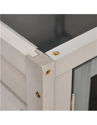 PawHut Elevated Fir Wood Guinea Pigs Hutches Tray Openable Asphalt Roof Outdoor Pet Cage Grey