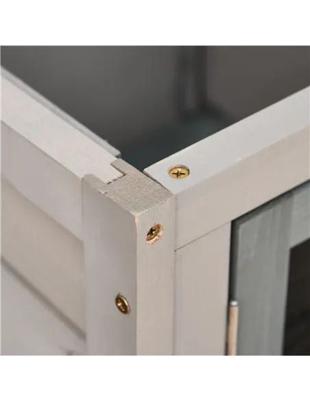 PawHut Elevated Fir Wood Guinea Pigs Hutches Tray Openable Asphalt Roof Outdoor Pet Cage Grey