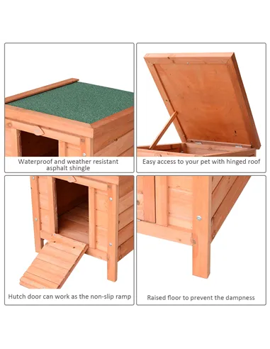 PawHut 20" Wooden Guinea Pigs Hutches-Fir Wood