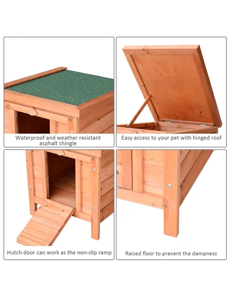 PawHut 20" Wooden Guinea Pigs Hutches-Fir Wood