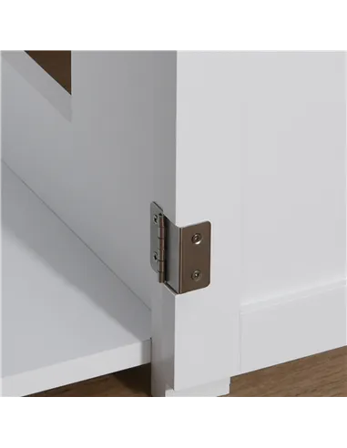 PawHut Wooden Cat Litter Box Enclosure Furniture with Adjustable Interior Wall & Large Tabletop for Nightstand, White