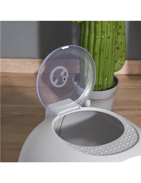 PawHut Cat Litter Box Toilet with Litter Scoop Enclosed Drawer, Front Entry Top Exit, Easy To Clean Grey