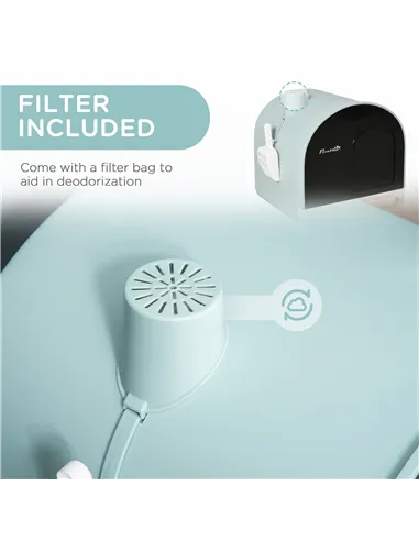 PawHut Hooded Cat Litter Box, Kitten Litter Tray, with Lid, Scoop, Filter, Flap Door