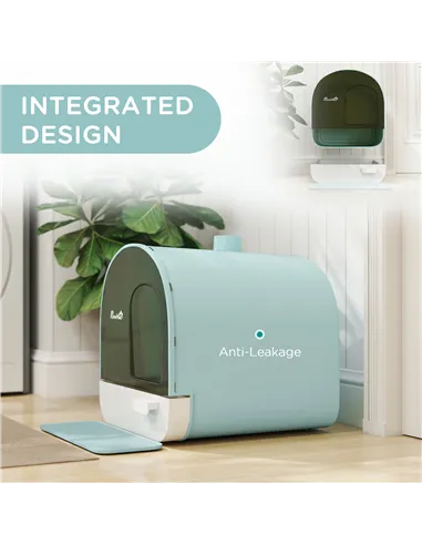 PawHut Hooded Cat Litter Box, Kitten Litter Tray, with Lid, Scoop, Filter, Flap Door