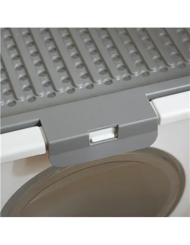 PawHut Cat Litter Box, Pet Toilet, Enclosed Kitten Pan with Front Entrance Top Exit, High Side, Scoop, White