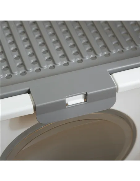 PawHut Cat Litter Box, Pet Toilet, Enclosed Kitten Pan with Front Entrance Top Exit, High Side, Scoop, White
