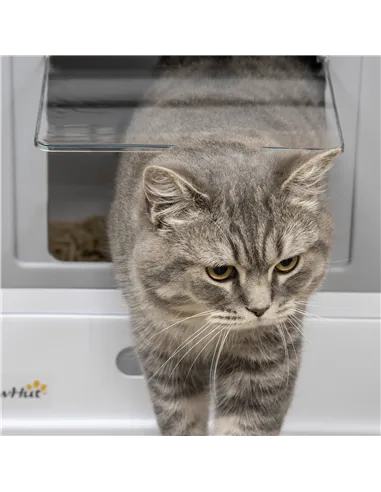 PawHut Hooded Cat Litter Box, Portable Pet Toilet, with Scoop, Front Entry - Grey