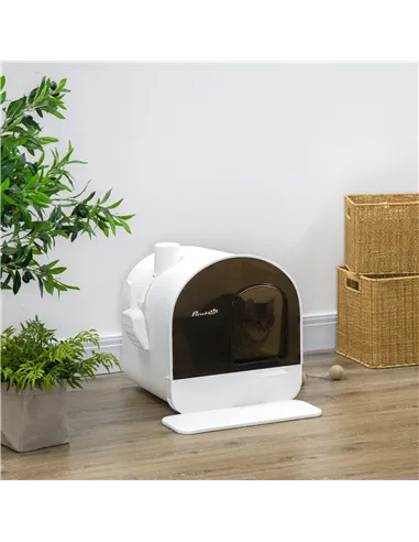 PawHut Hooded Cat Litter Box, Kitten Litter Tray, with Lid, Scoop, Filter, Flap Door