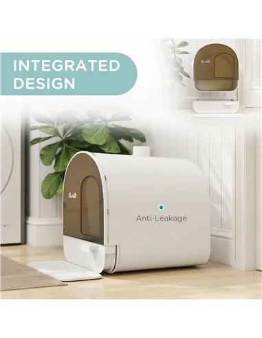 PawHut Hooded Cat Litter Box, Kitten Litter Tray, with Lid, Scoop, Filter, Flap Door