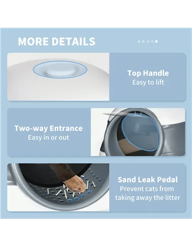 PawHut Foldable Cat Litter Tray with Lid, Deodorant, Scoop, White