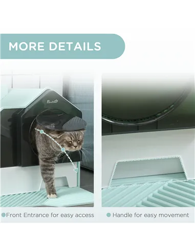 PawHut Hooded Cat Litter Tray w/ Scoop Light Blue