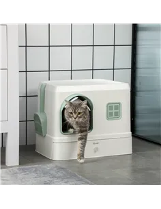 PawHut Cat Litter Box, Hooded Cat Litter Tray, with Drawer Pan, Scoop, Deodorants 2