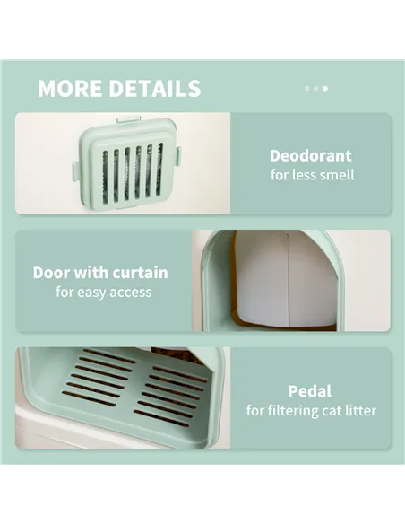 PawHut Cat Litter Box, Hooded Cat Litter Tray, with Drawer Pan, Scoop, Deodorants