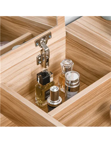 HOMCOM Dressing Table with Flip-Up Mirror and Cushioned Stool, Makeup Vanity Desk with Hidden Compartments and Storage Drawer, C